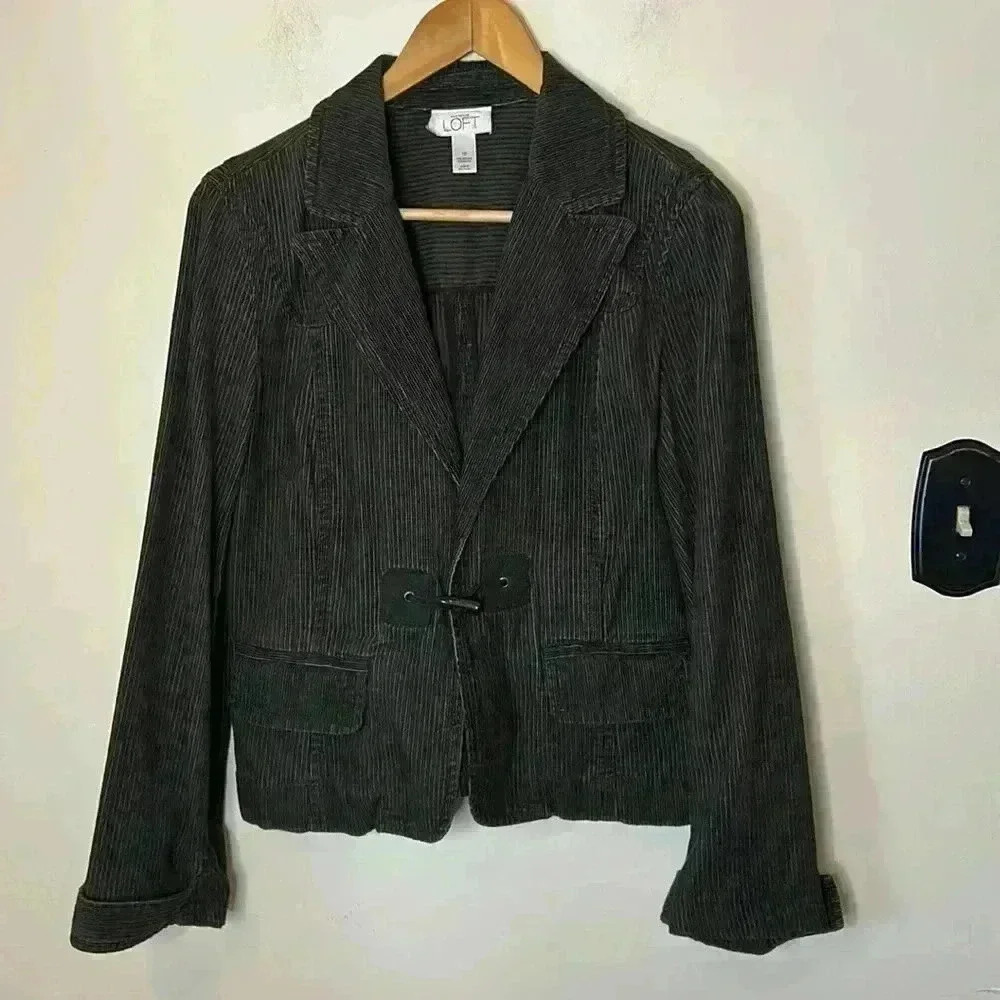 LOFT Corduroy Elbow Patch Blazer Dark Green Size 10